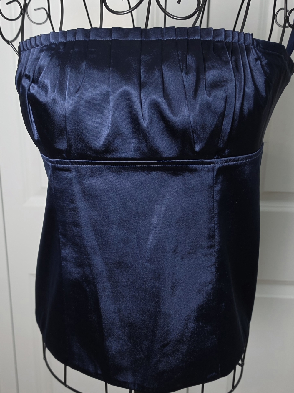 Club Monaco Blue Satin Strapless Bustier Top Silk Blend Corset M